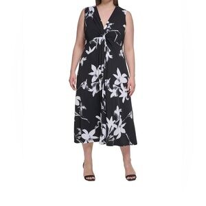 Women’s Calvin Klein Plus Size Floral-Print Twist-Front Dress Size 20W